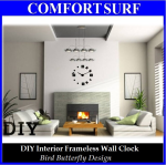 Creative Interior Decoration Frameless DIY Wall Acrylic Clock-Bird Butterfly Design